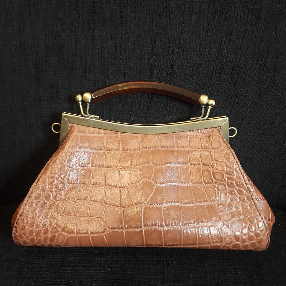 Patricia Nash Tan Croc-Embossed Satchel - Picture 3 of 10